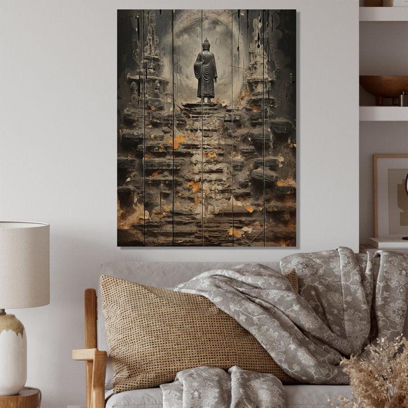 " Grey Buddhism Buddhas Footprints II ", 40" H x 30" W x 0.78" D