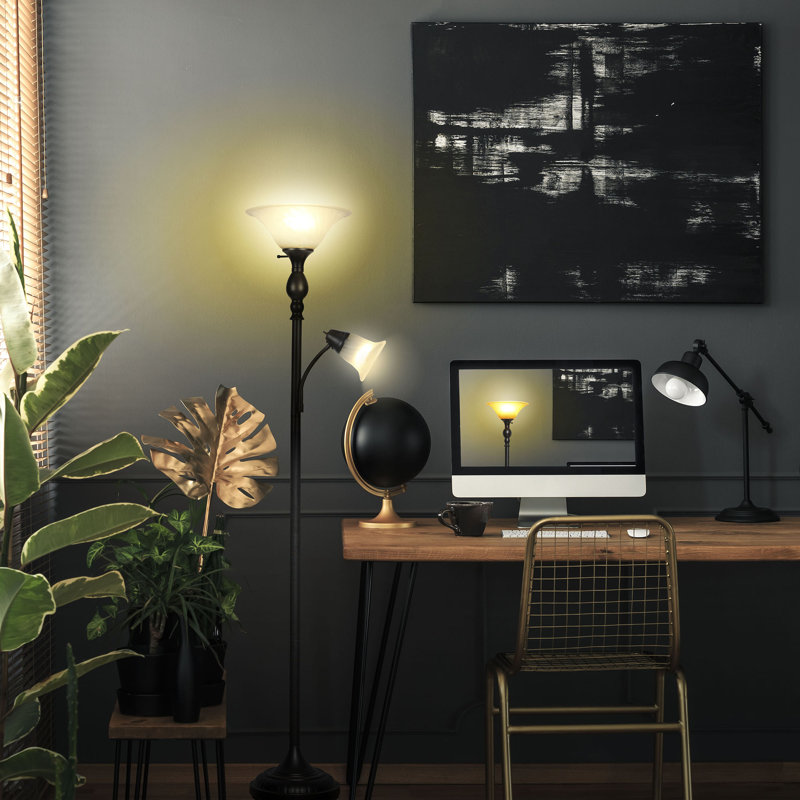 71'' Black Torchiere Floor Lamp