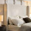 Très grand lit tapissier, tête de lit de 52,3 po de hauteur, conception moderne et sophistiquée, structure de lit en métal, rembourrage en mousse, assemblage facile pour la structure de la chambre à coucher avec revêtement en toile simple à oreilles de style contemporain,