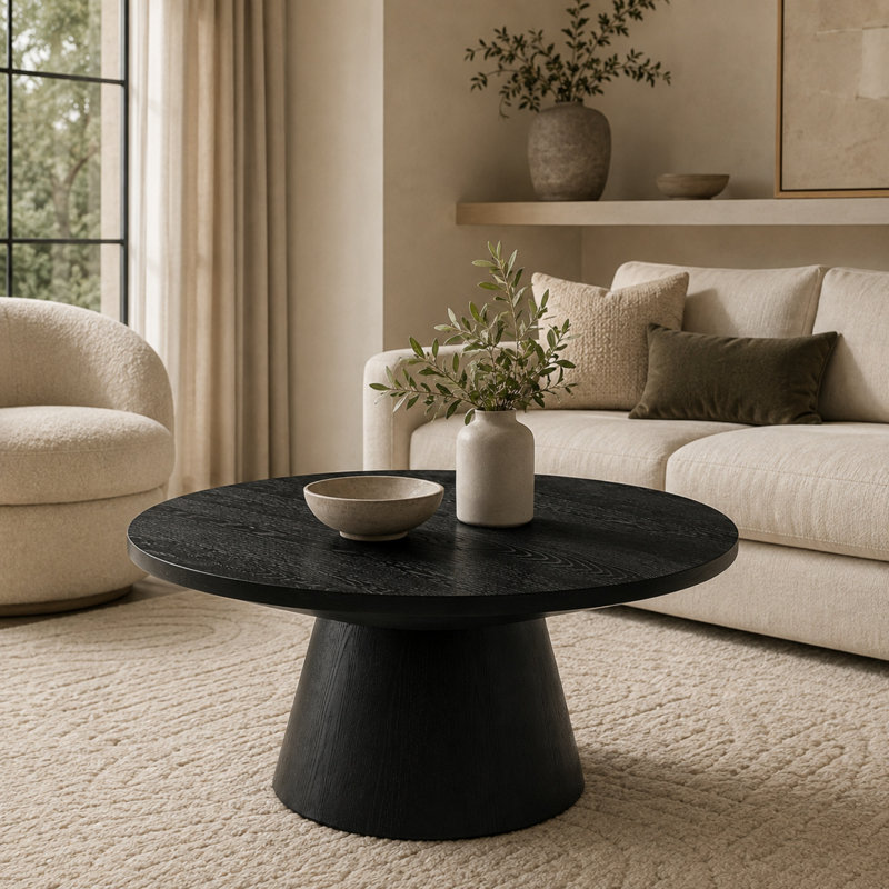 Table basse ronde Caston, Noir