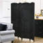 Paravent pliable à 4 panneaux, 1,70 m de haut. Noir, aspect tissé à la main élégant et sommet arqué du plus bel effet. Parfait pour la chambre ou le bureau. Structure en bois, sangles en polypropylène.