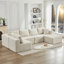 Canapé modulaire en L de 106 po en L avec méridienne orientée vers la droite (siège simple non inclus), canapé modulaire moderne à assise profonde pour le salon, aucun assemblage requis, beige (tissu en velours côtelé moelleux)-775482814-775482808
