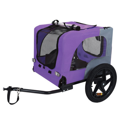 Outdoor Heavy Duty Collapsible Pet Bike Trailer with 16-Inch All-Terrain Wheels & Universal Hitch Foldable Dog/Cargo Carrier Cart for Bicycles
