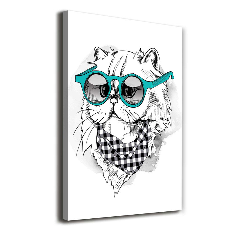 Cat With Glasses - Wrapped Canvas Print