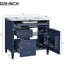 Lavabo de salle de bain moderne avec rangement, armoire bleue 36 po avec 2 tiroirs et compartiments spacieux, lavabo d'apparence élégant, rangement, style pour-2144129767