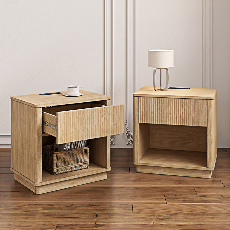Table de chevet avec prise USB et ensemble de 2 tables de chevet