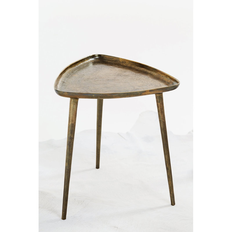 Buckley Gold Triangular Metal Industrial End Table