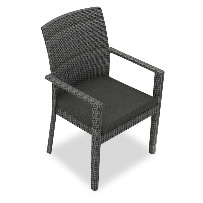District Outdoor Dining Armchair, Canvas Charcoal Sunbrella® Canvas
