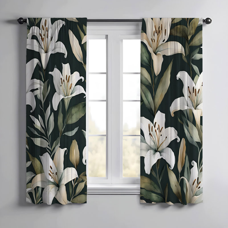 Paire de rideaux semi-transparents en polyester Espiye, L 20 po x L 52 po