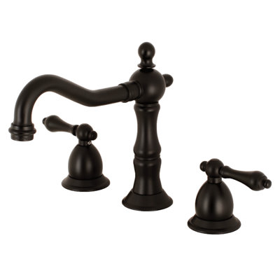 Kingston Brass Heritage Two-Handle 3-Hole Deck Mount Widespread Bathroom Faucet with Brass Pop-Up Drain