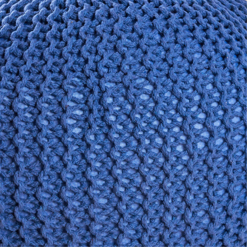 Pouf tricoté en bleu marine et coussin de sol, capacité de poids de 200 lb, pièce décorative en coton ou à utiliser, accessoire