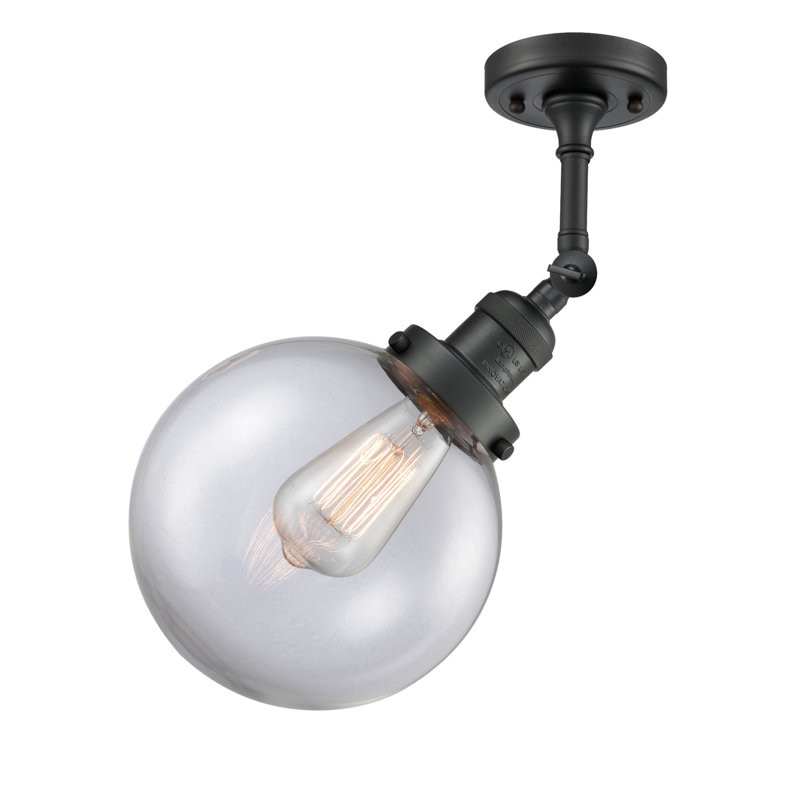 Applique murale pour salle de bain 1 lumière Clementina, Transparent, Noir mat, Ampoule incandescente rétro de 60 watts