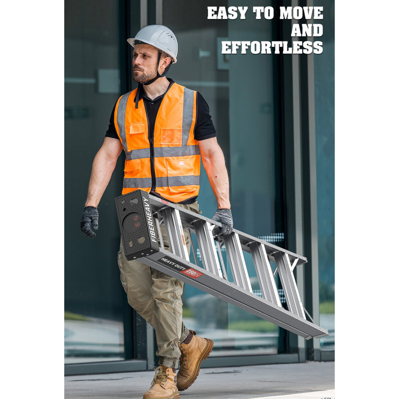 Fiberglass step ladder 6-step 250lbs, Gray