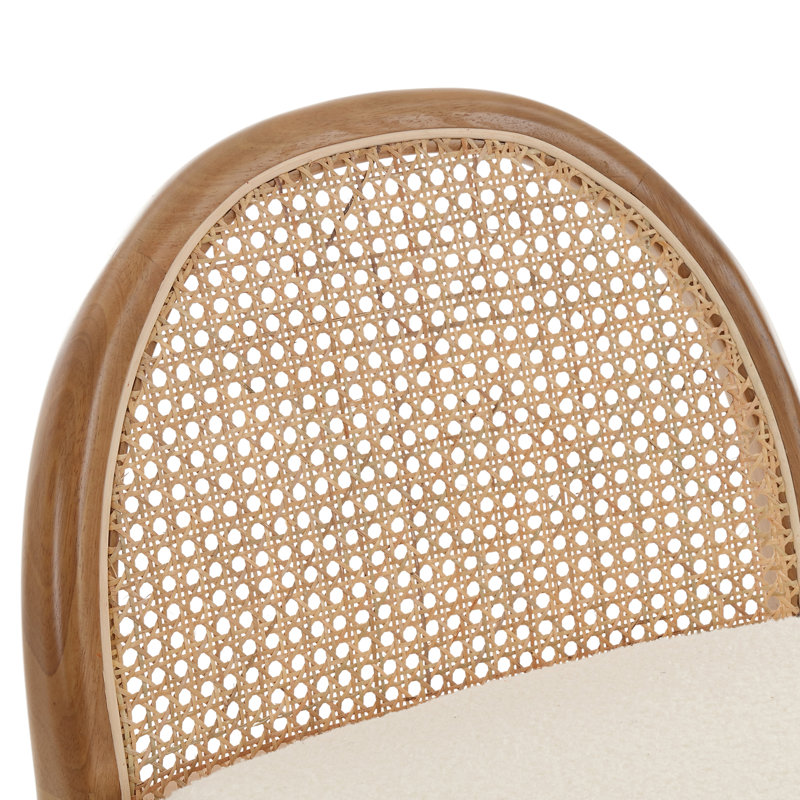 Tabourets modernes avec dossier en rotin et structure en bois Emington, Tabouret de comptoir (siège d'une hauteur de 26 p