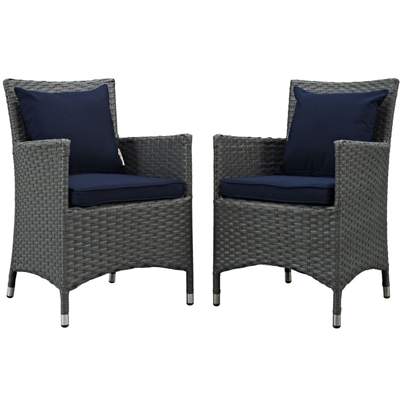 Chaise de patio avec coussin Modway, Toile bleu marine Sunbrella®
