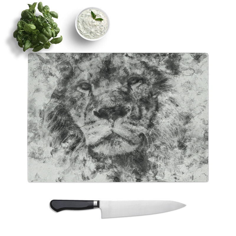 View of a Lion Chopping Board, 20cm W x 28.5cm L