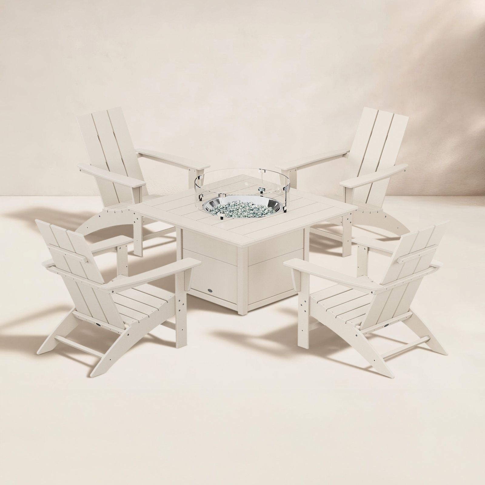 POLYWOOD® Modern Adirondack 4-Person Patio Seating Group, Sand