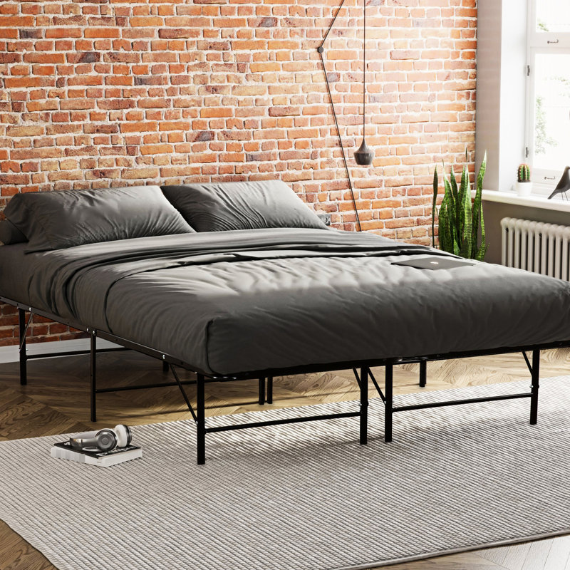 Structure de lit pour grand lit avec sommier et sommier en métal, Grand lit