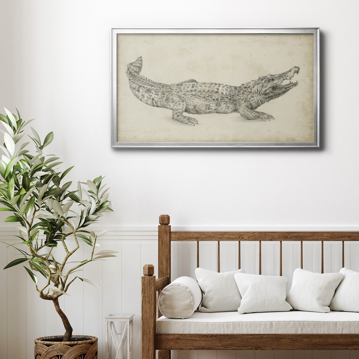 Lark Manor Crocodile Sketch- Premium Framed Canvas - Ready To Hang ...