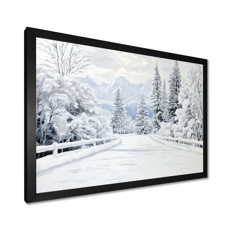 Road to the Park In Winter II - Winter Landscape, art mural, H 30 po x l 40 po, Noir