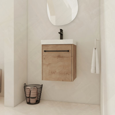 Meuble-lavabo flottant mural avec évier en céramique