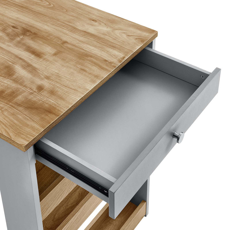 Oak Gray 3-Piece Kitchen Island Set with Stools