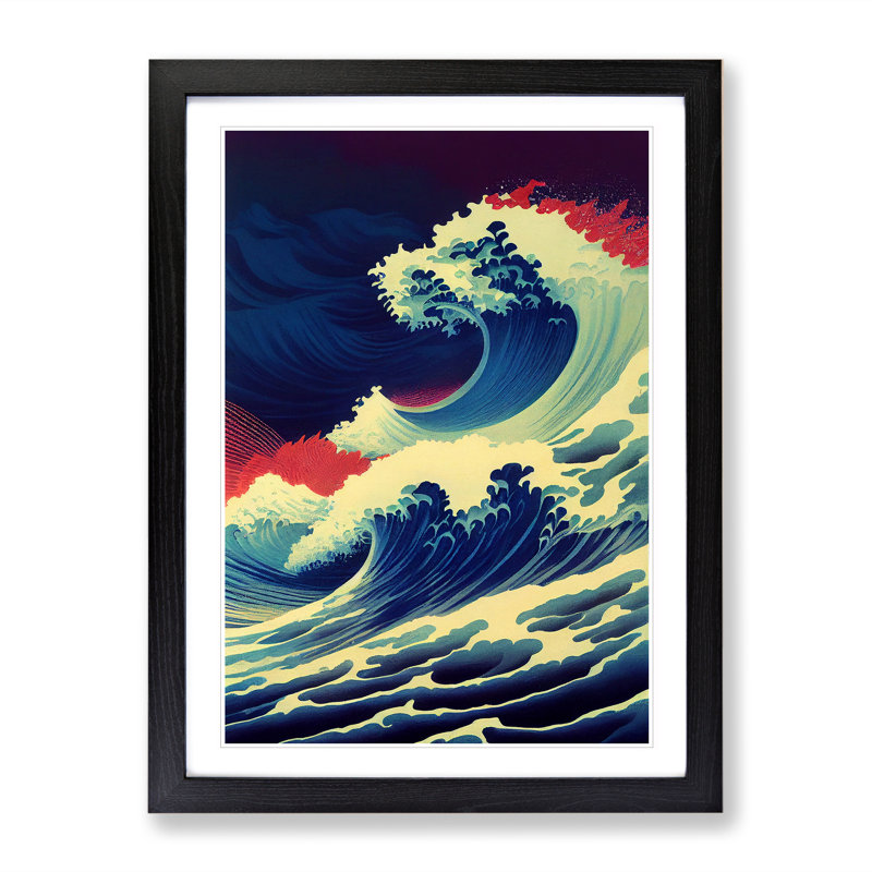 Immense Japanese Wave - Single Picture Frame Print, Black, 64cm H x 46cm W