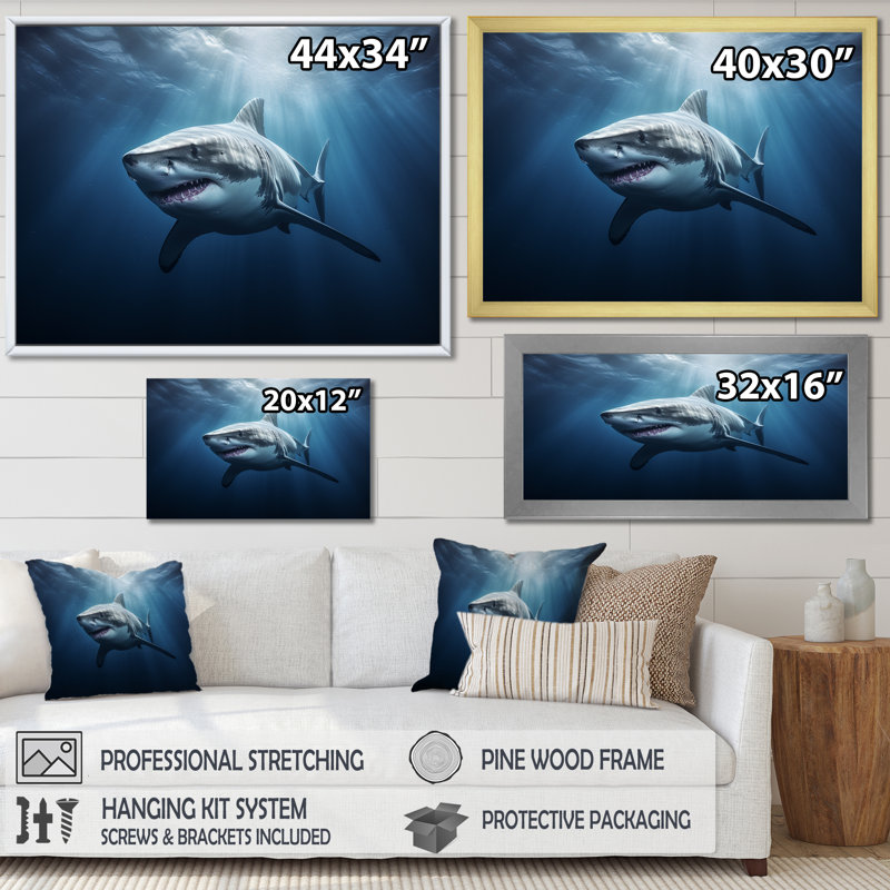 " Oceans Blue Ghost Shark Photography III ", 12" H x 20" W x 1" D, Wrapped Canvas