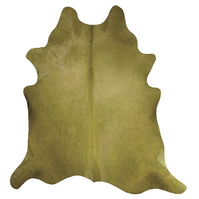 6' X 7' Lime Green Cowhide Hand Knotted Area Rug