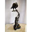 Statue de faucon observateur en bronze Alfredrick 17 po x 19 po x H 32 po