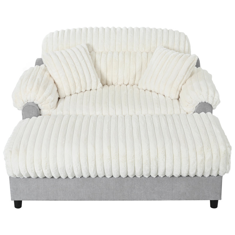 Canapé-lit moderne avec méridienne 65,25 po Cloud, Beige