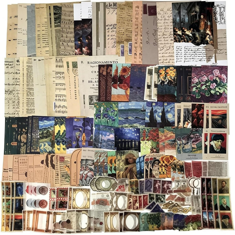 Ensemble de 200 pièces pour scrapbooking vintage, décoration esthétique cottagecore pour journal intime, albums de collage et art mural