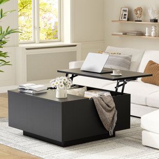 Lift Top Coffee Table, Wood Square Coffee Table with Storage,Black