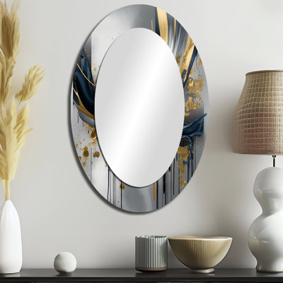 Miroir mural ovale moderne en forme de V abstrait