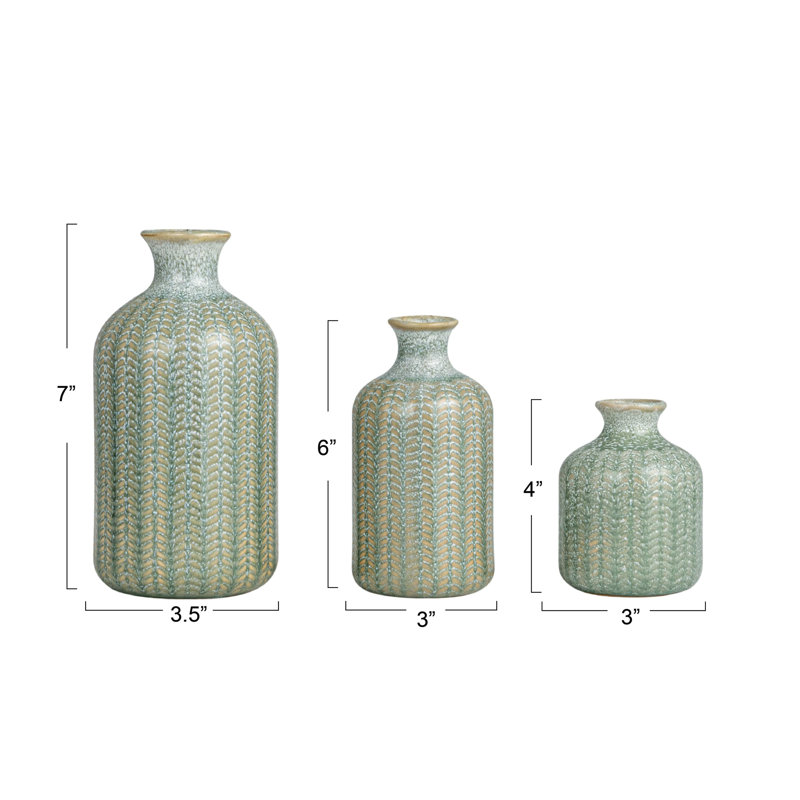 Vases en grès embossé avec glacis réactif