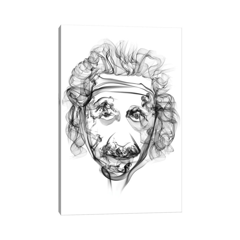 « Albert Einstein » par octave Mielu, reproduction d’art, Pas de tapis, Toile tendue, H 26 po x l 18 po x 1,5 po