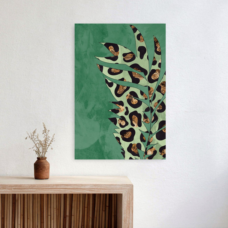 «Golden Leopard Jungle Leaf Abstract Contemporary Modern Landscape Nature», reproduction d'art murale, H 24 po x l 16 po