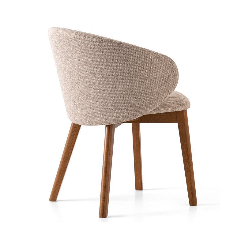 Tuka Upholstered Armchair with Wooden Frame, Taupe, Walnut