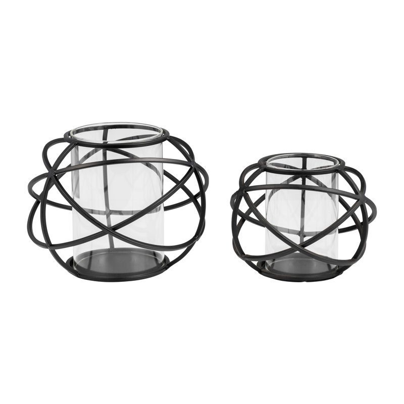 Geometric Modern Metal Candle Holders, Silver