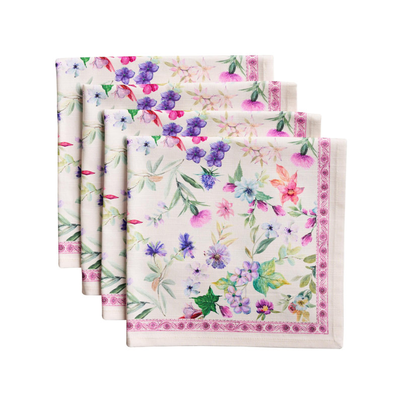 Maison d' Hermine Cloth Napkins Set of 4 100% Cotton Everyday Reusable Square Napkins Cloth Washable Dinner Party Wedding Restaurant Valentines Day Decorations Spring/Summer (Chardon, 20" x 20")