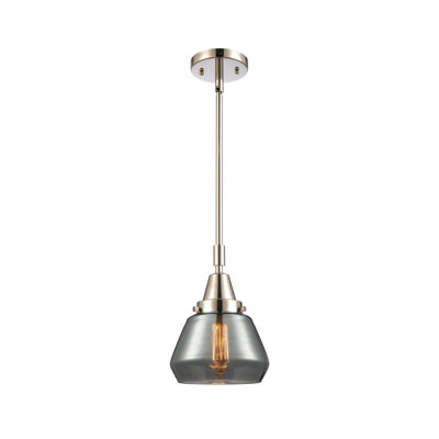 Caden Fulton - 1 Light 7" Stem Hung Mini Pendant - Polished Nickel Finish - Light Smoke Shade