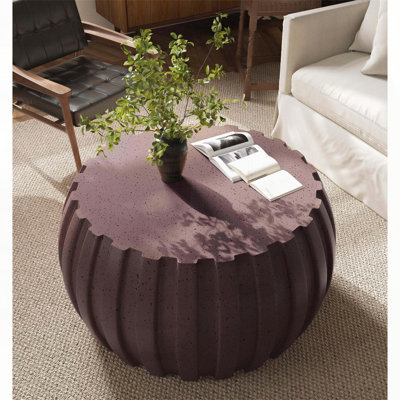 Table basse imperméable moderne 35,43 po, conception en ciment durable, compatible avec l'intérieur et l'extérieur