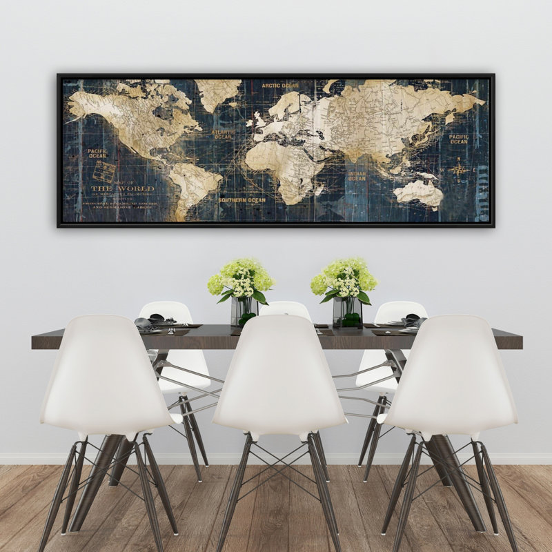 Abstract World Map on Canvas, 20" H x 60" W