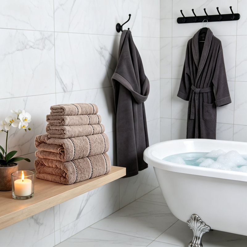 Ensemble de 6 serviettes de bain (taupe), Taupe