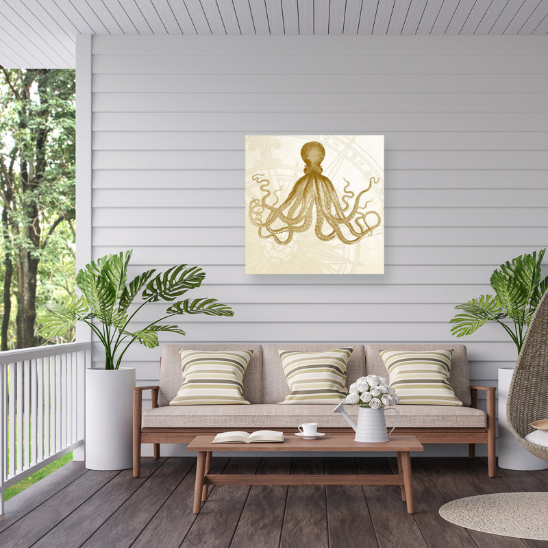 Toile pour l'extérieur Marcus Jules Gold Octopus, H 14 po x l 14 po