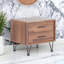 Walnut Finish Accent Table With 2 Storage Drawer Units And Metal Legs