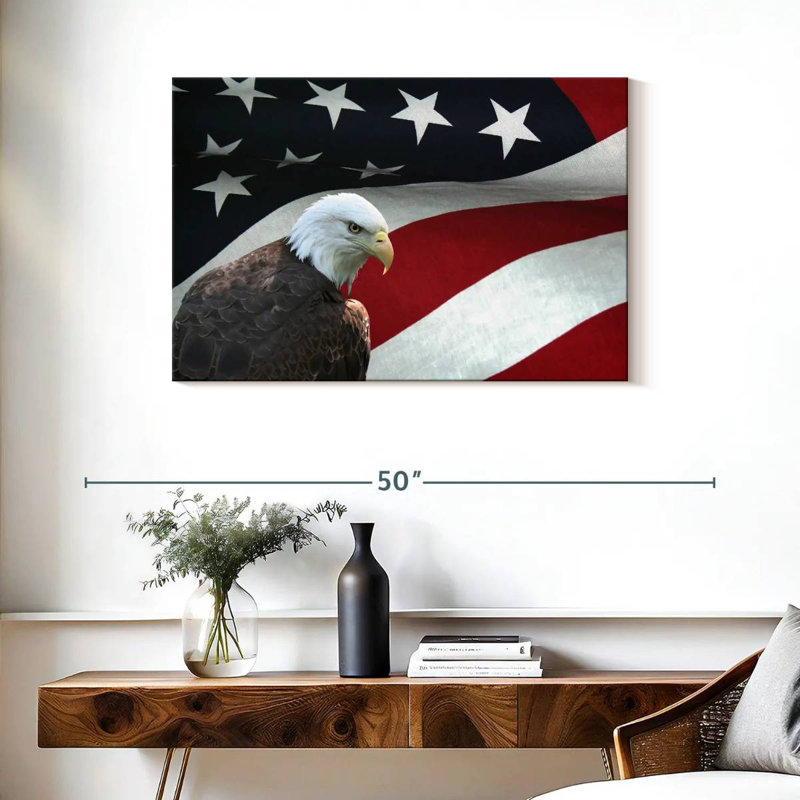 Brampt US Flag And The Bald Eagle, 24" H x 36" W
