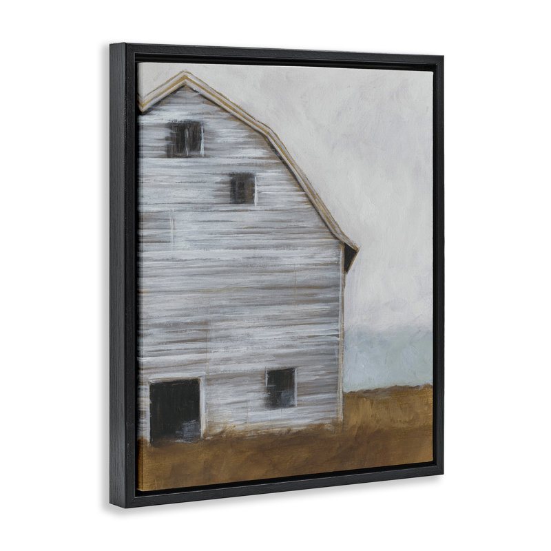 Worn Old Barn Farmhouse, 31" H x 25" W, Jet Black Floater Frame