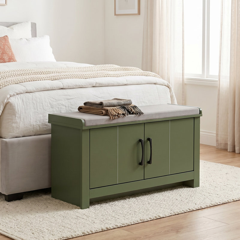 2 Door Shoe Storage Bench, Kale Green