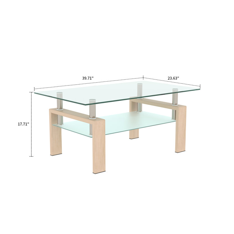 Table basse Kenechi, Transparent, Chêne
